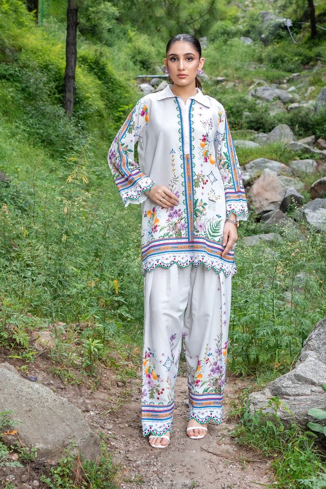 Original Factory Leftover Dhaga Poly Cambric Digital Print STITCHED 2 Piece Dress - J0928