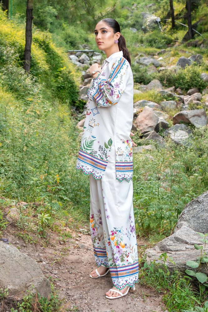 Original Factory Leftover Dhaga Poly Cambric Digital Print STITCHED 2 Piece Dress - J0928