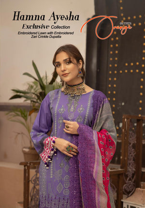 Orange Haman Ayesha Lawn 3 pc - 08701