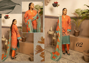 Orange Haman Ayesha Lawn 3 pc - 08702