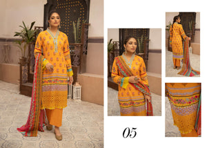 Orange Haman Ayesha Lawn 3 pc - 08705