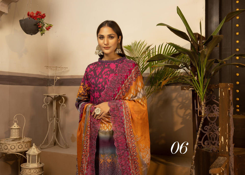 Orange Haman Ayesha Lawn 3 pc - 08706