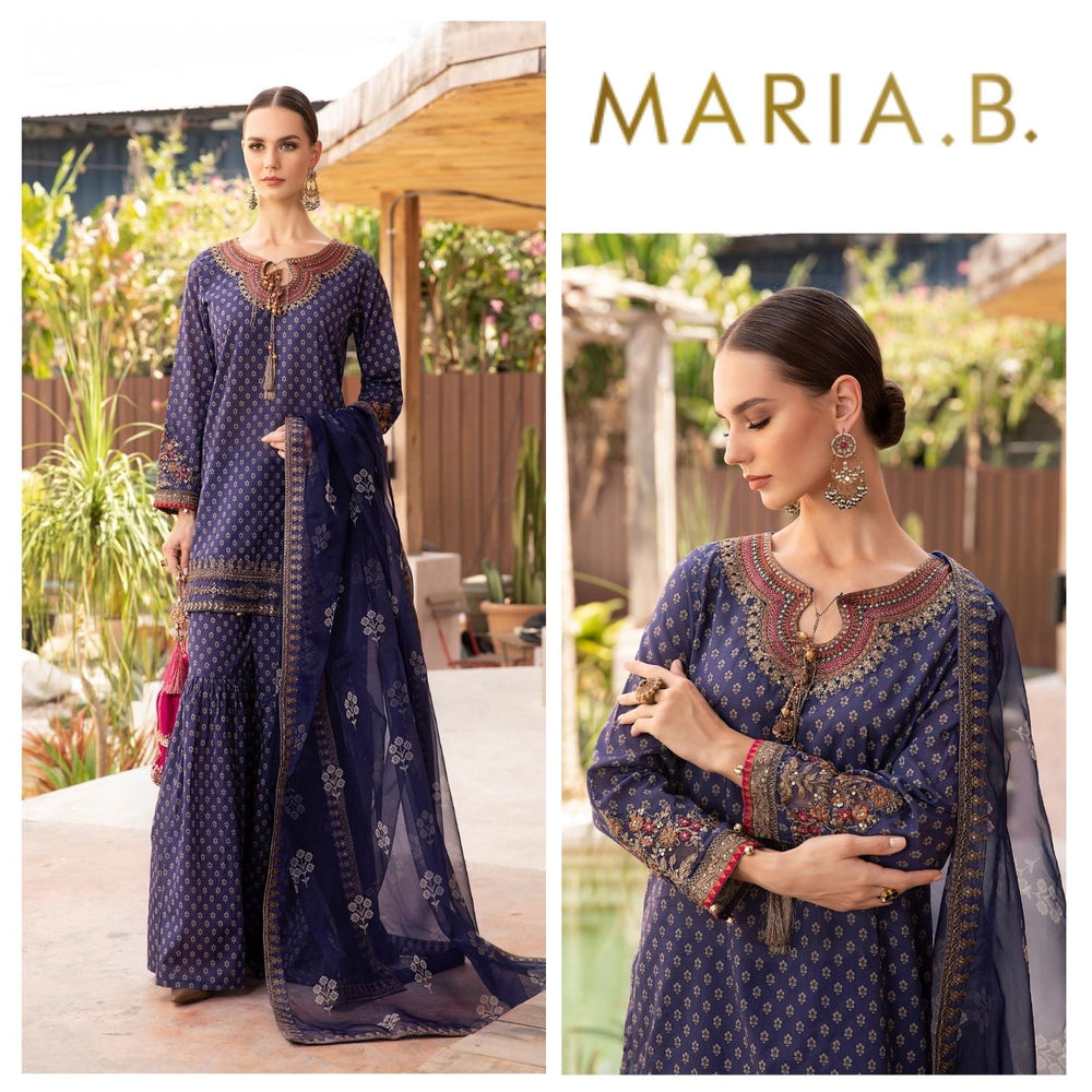 MariaB SUIT BLUE - Lawn 3PC Dress - 10460