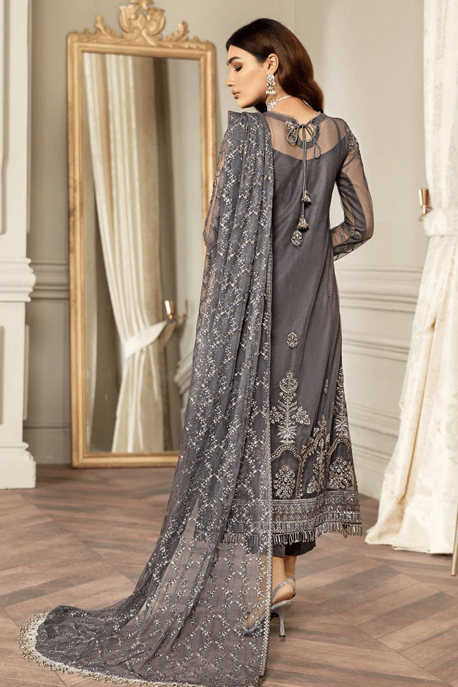 Zarif STORM GREY Net Embroidered 4 Piece Dress - 20323