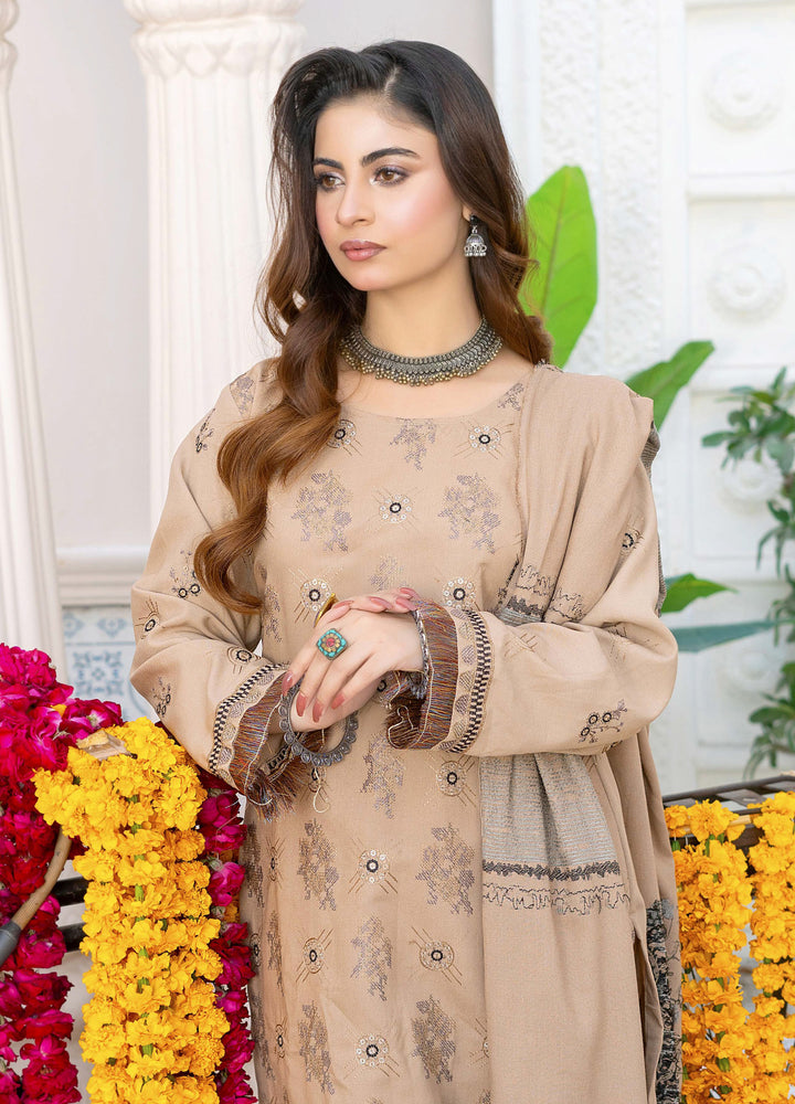 Original Sofia by Sobia Waseem Luxury Winter Peach Leather 3 Piece Dress - 0395