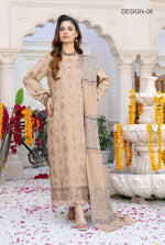 Original Sofia by Sobia Waseem Luxury Winter Peach Leather 3 Piece Dress - 0395