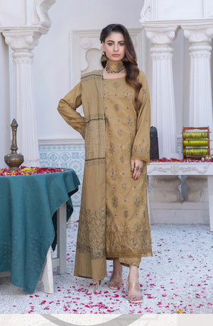 Original Sofia by Sobia Waseem Luxury Winter Peach Leather 3 Piece Dress - 0389