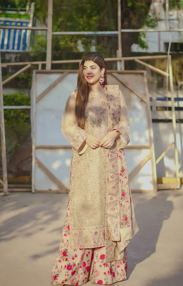 Aneelas Organza Embroidered 3 Piece Dress - J0756