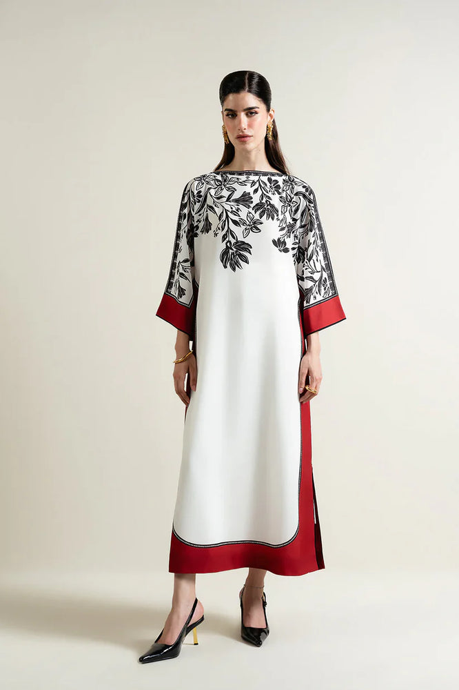 lawn kaftan dress design Designer Kaftan Swiss Lawn 3 Piece Digital Print Free Size Dress - STITCHED