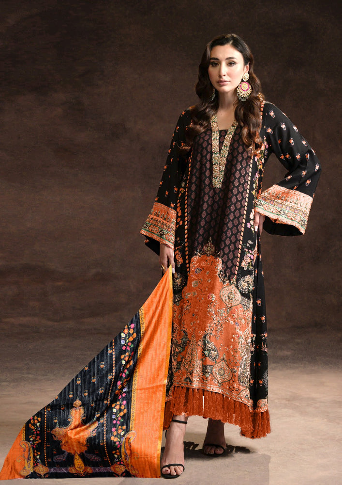 Maryam Hussain - 3 PC Charmeuse Silk Dress - 10147