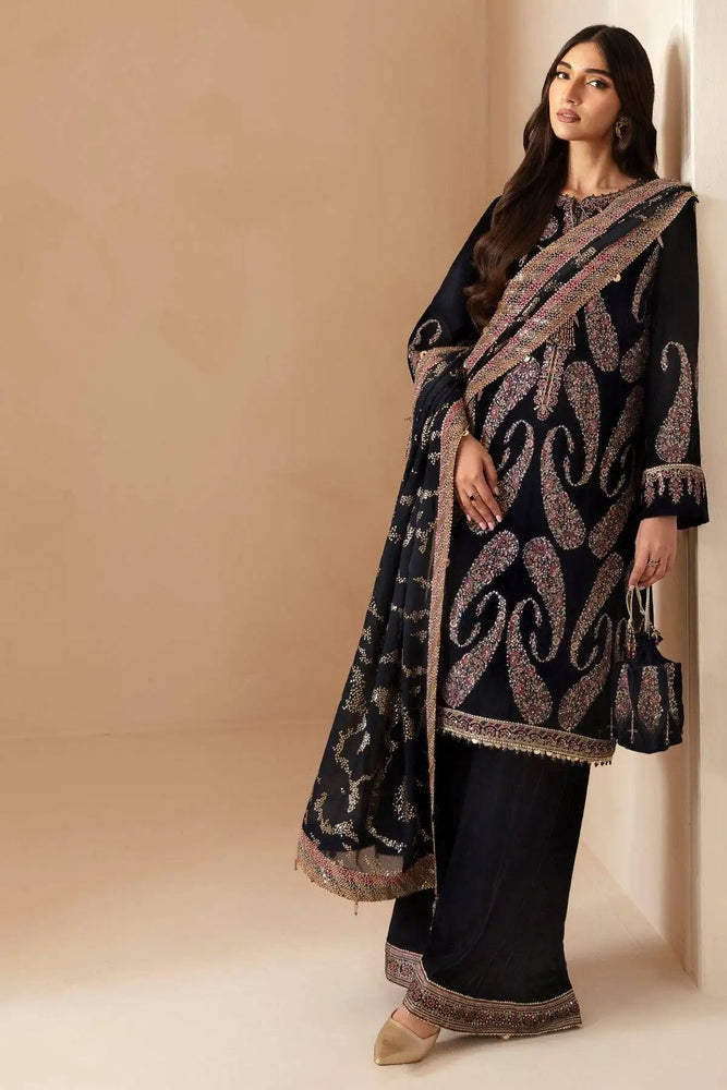 Jazmin Velvet 3 Piece Embroidered Dress