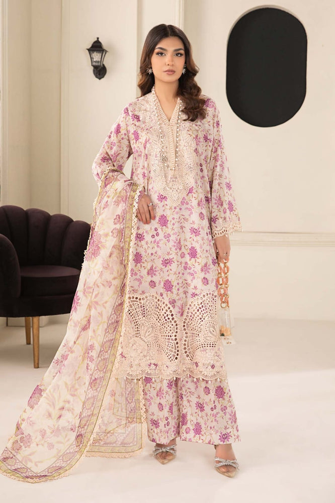 MARIA B Embroidered & Printed Lawn 3 Piece - 10741