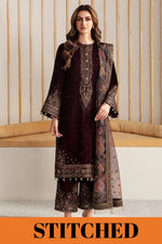 Jazmin MAROON Velvet Stitched 3 Piece - 20118