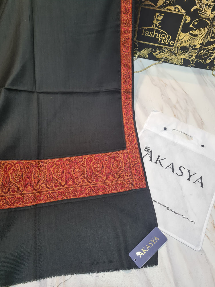 Original Factory Leftover AKASYA Kani Border Pashmina Shawl 20757