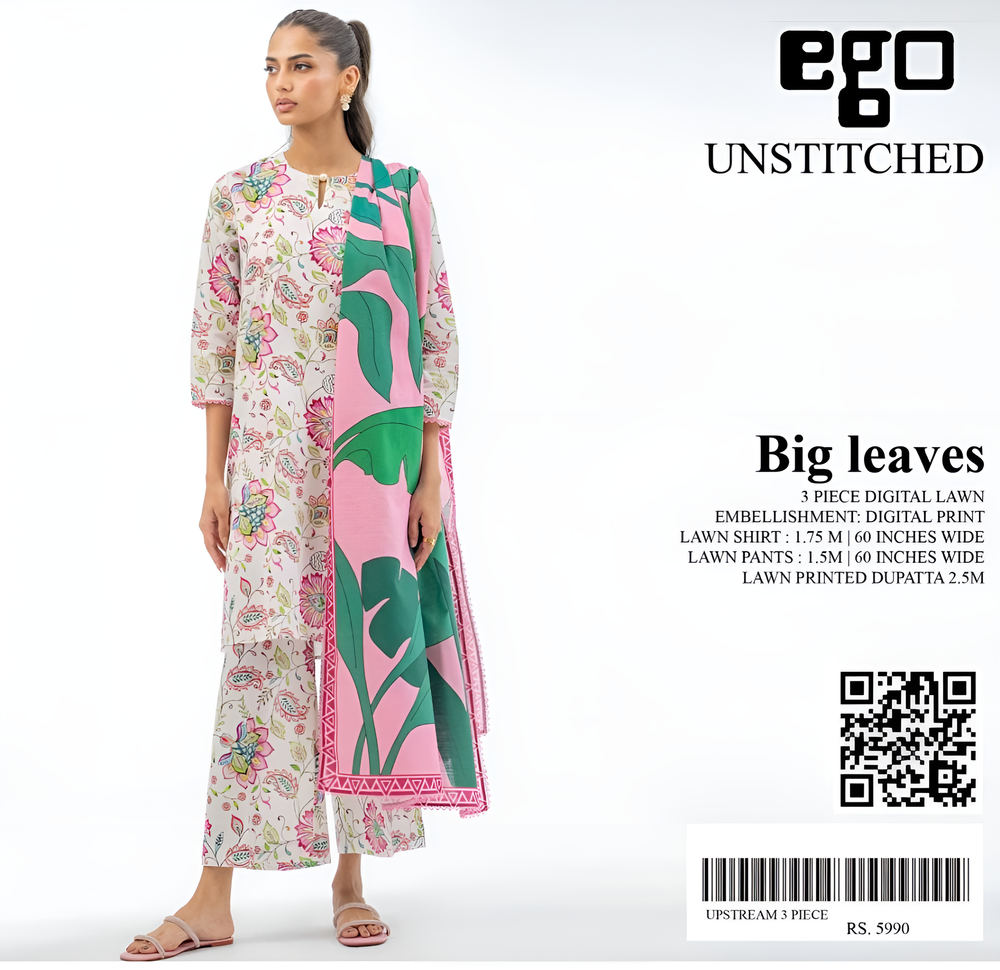 Ego Digital Print Lawn 3 Piece Dress - 0030