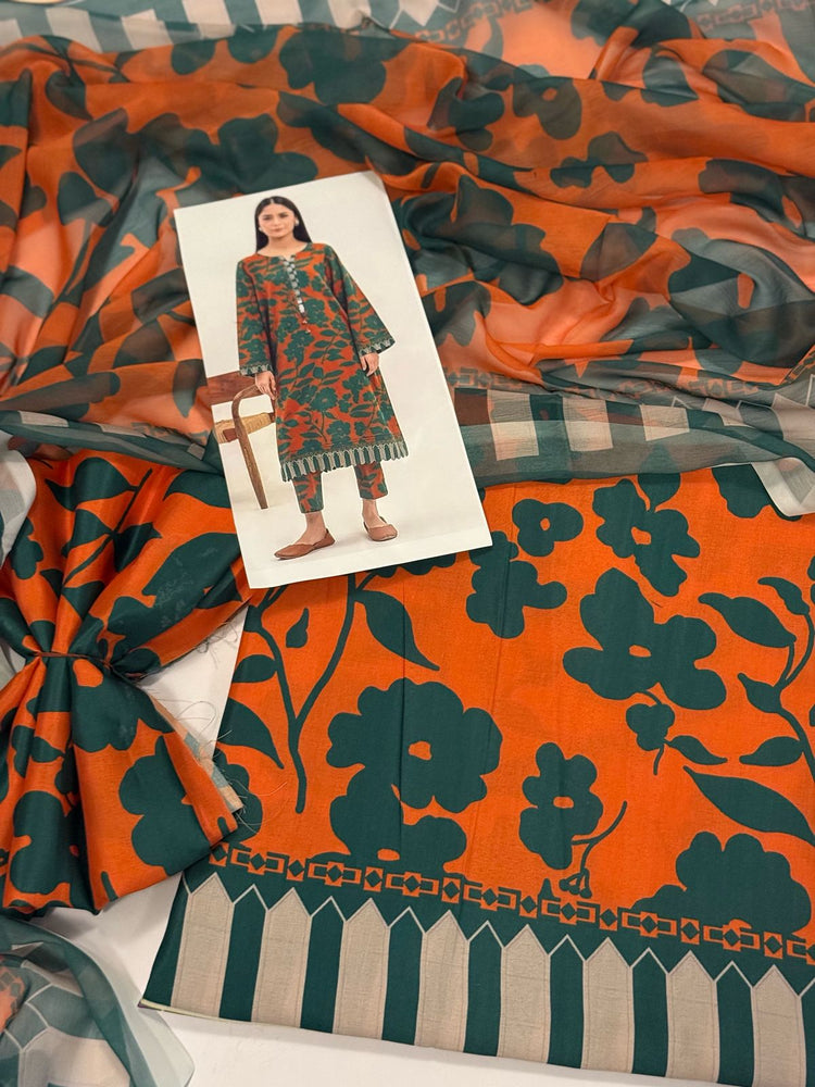 Designer Swiss Lawn Digital Print 3 Piece Dress - 0923