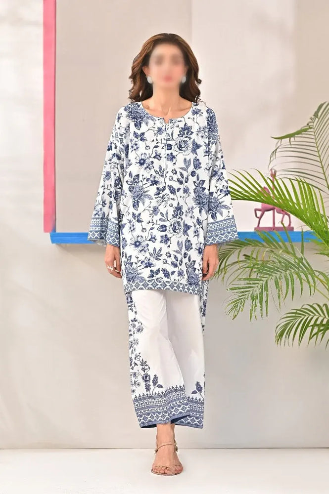 Original Factory Leftover Dhaga MIZAL Stitched Poly Lawn Digital Print 2 Piece Dress - J0118