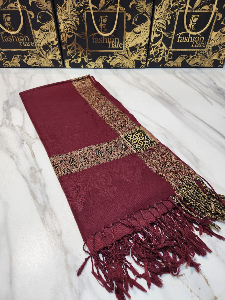 Original Factory Leftover Fatima Noor Jacquard Wool Shawl - J0496