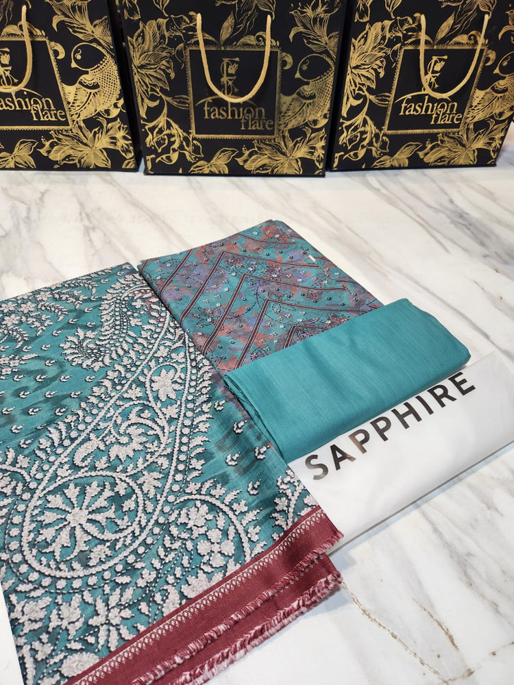 Original Sapphire Factory Leftover Khaddar Digital Print Winter 3 Piece Dress - J1124