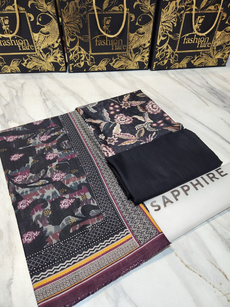 Original Sapphire Factory Leftover Khaddar Digital Print Winter 3 Piece Dress - J1123