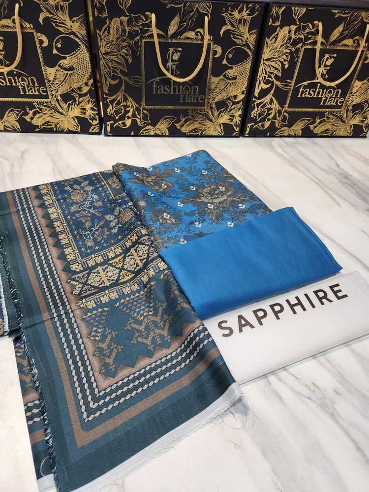 Original Sapphire Factory Leftover Khaddar Digital Print Winter 3 Piece Dress - J1122