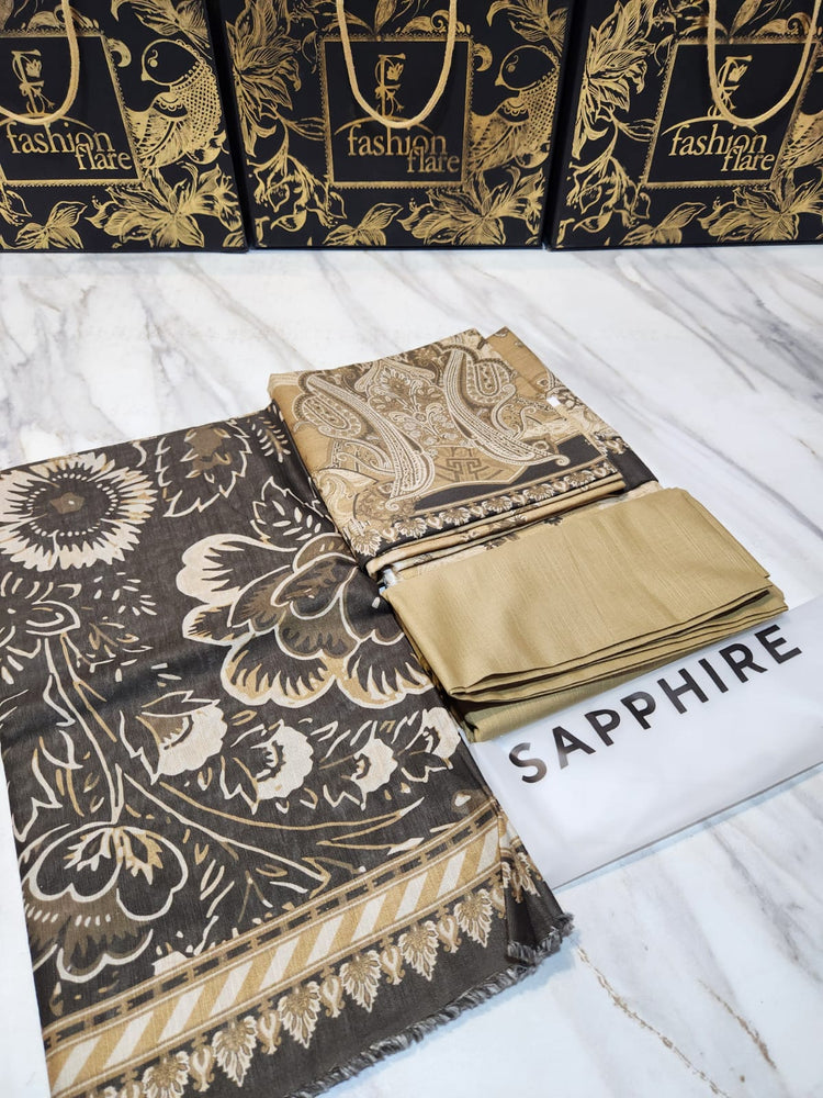 Original Sapphire Factory Leftover Khaddar Digital Print Winter 3 Piece Dress - J1121