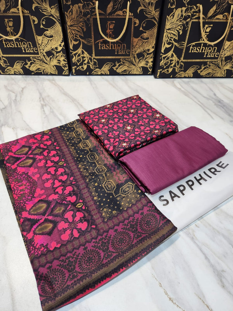 Original Sapphire Factory Leftover Khaddar Digital Print Winter 3 Piece Dress - J1119