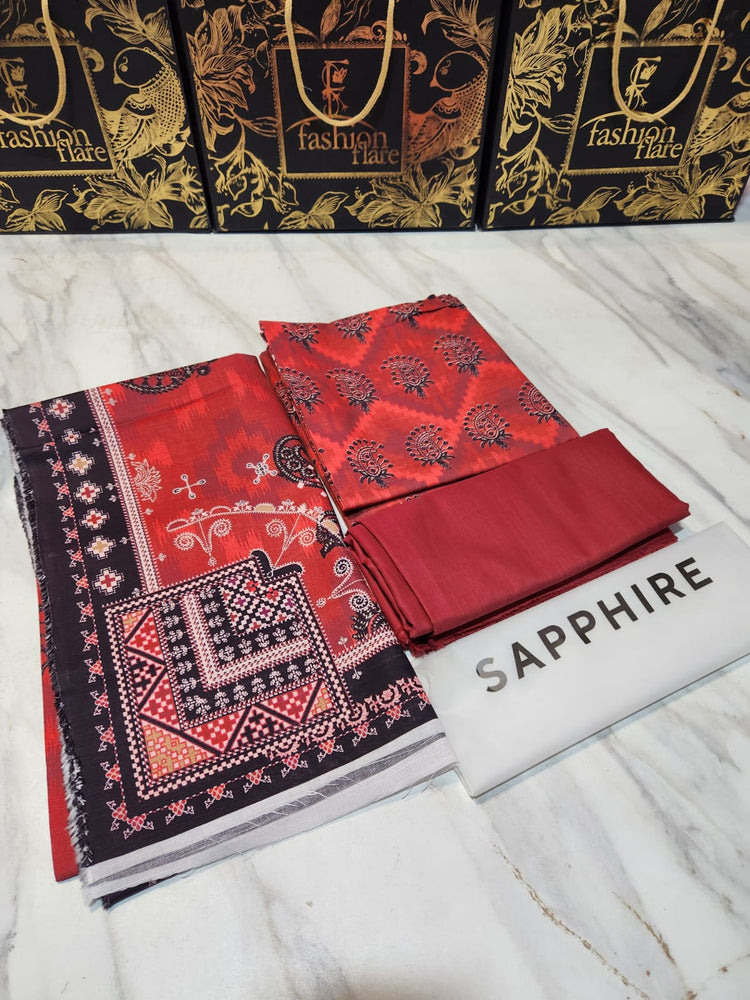 Original Sapphire Factory Leftover Khaddar Digital Print Winter 3 Piece Dress - J1117