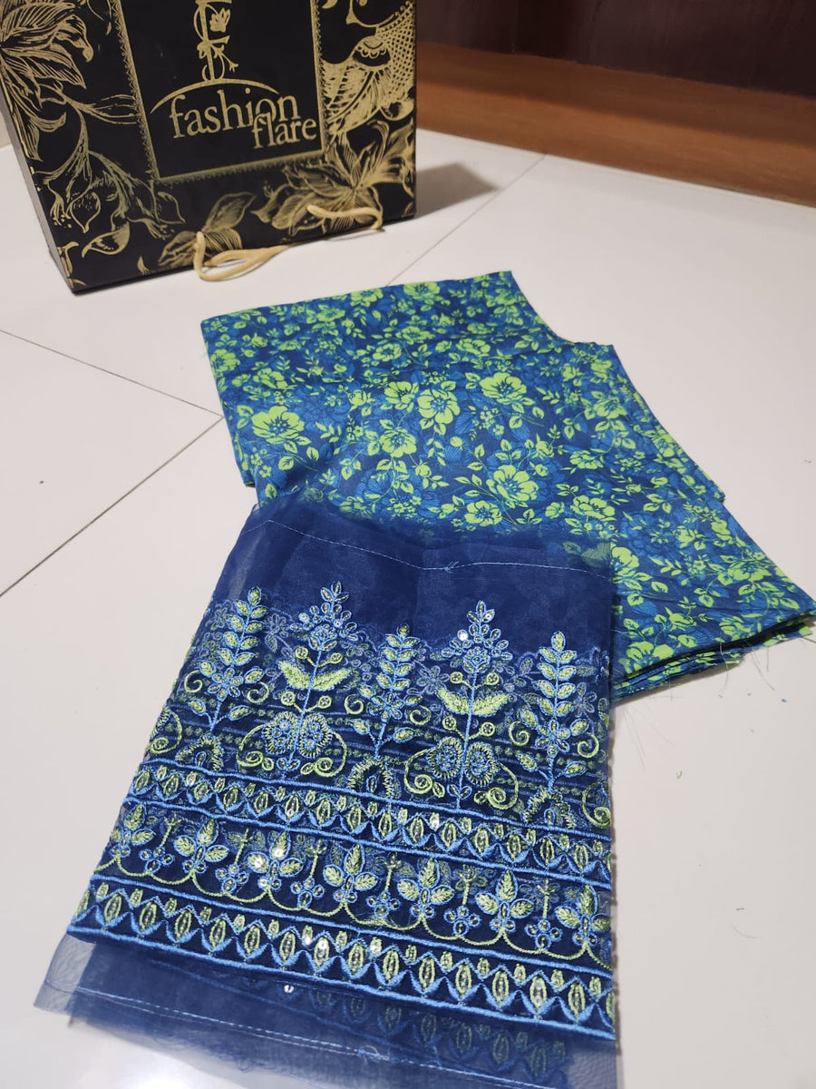 Original Factory Leftover Khaadi Embroidered & Digital Print Lawn 2 Pi ...