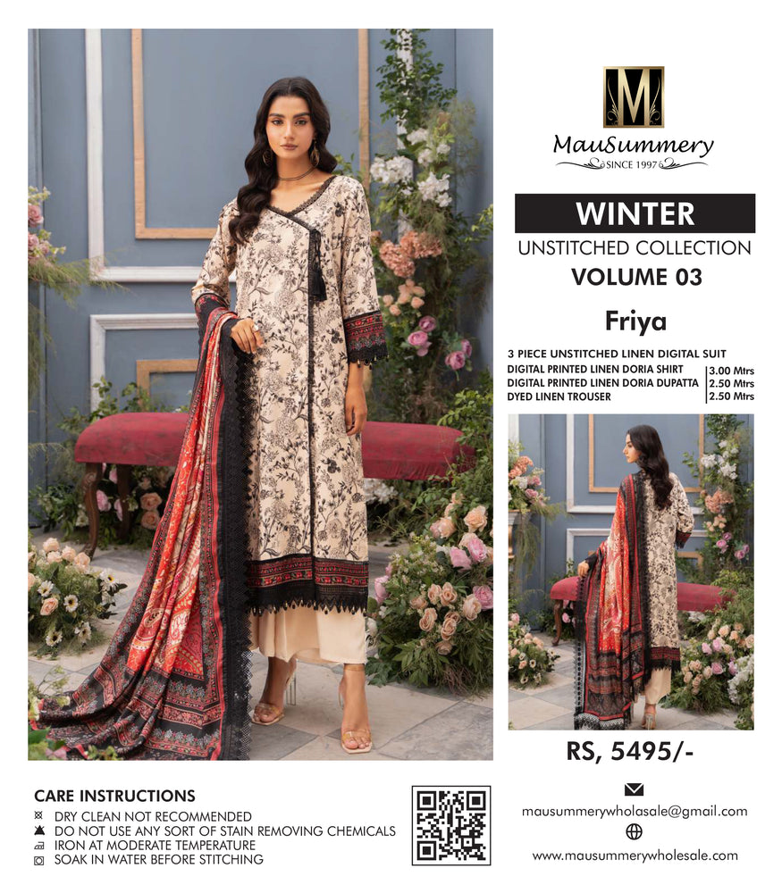 Original Factory Leftover Mausammery Linen Digital Print 3 Piece - FREE DELIVERY - 0009