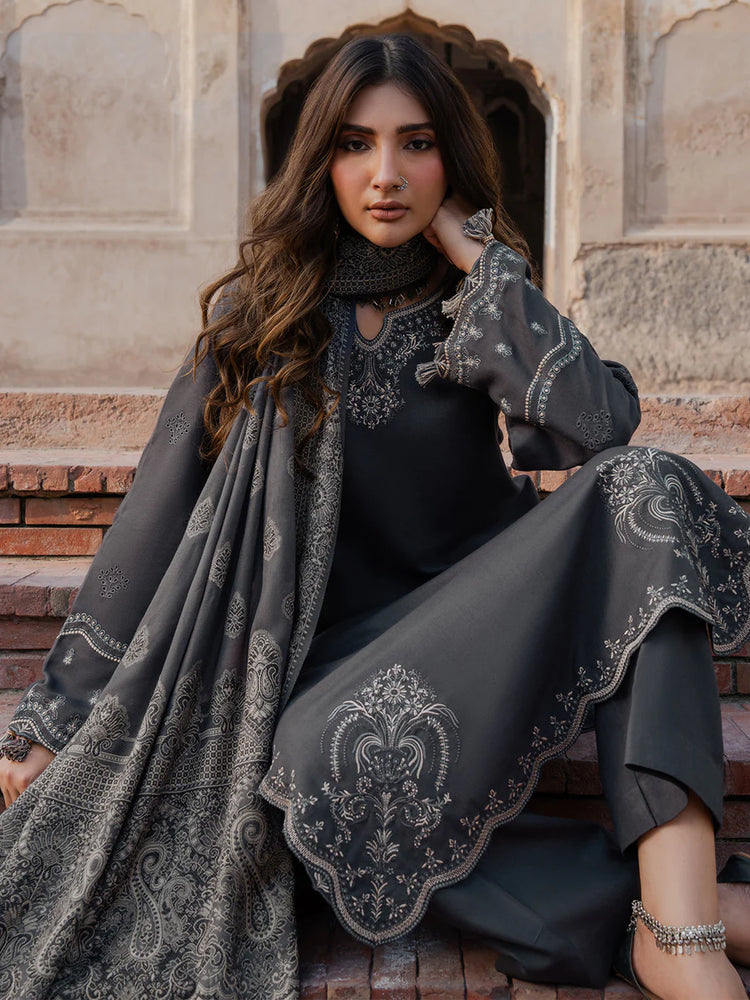 Izel Dhanak Embroidered Luxury Winter 3 Piece Dress - J1185