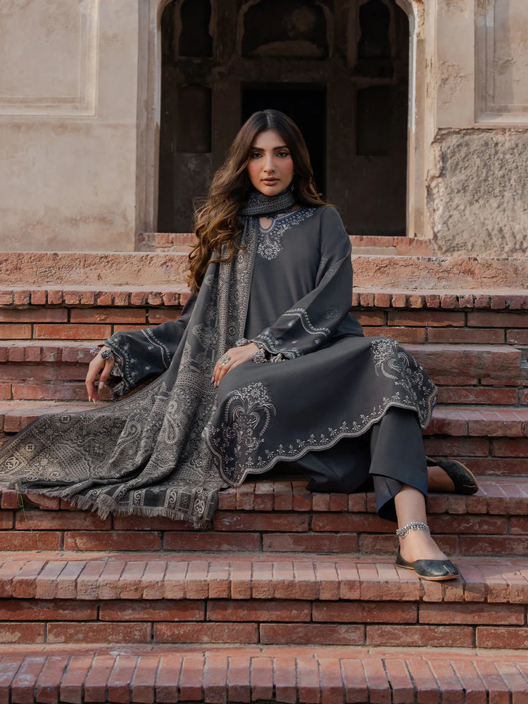Izel Dhanak Embroidered Luxury Winter 3 Piece Dress - J1185