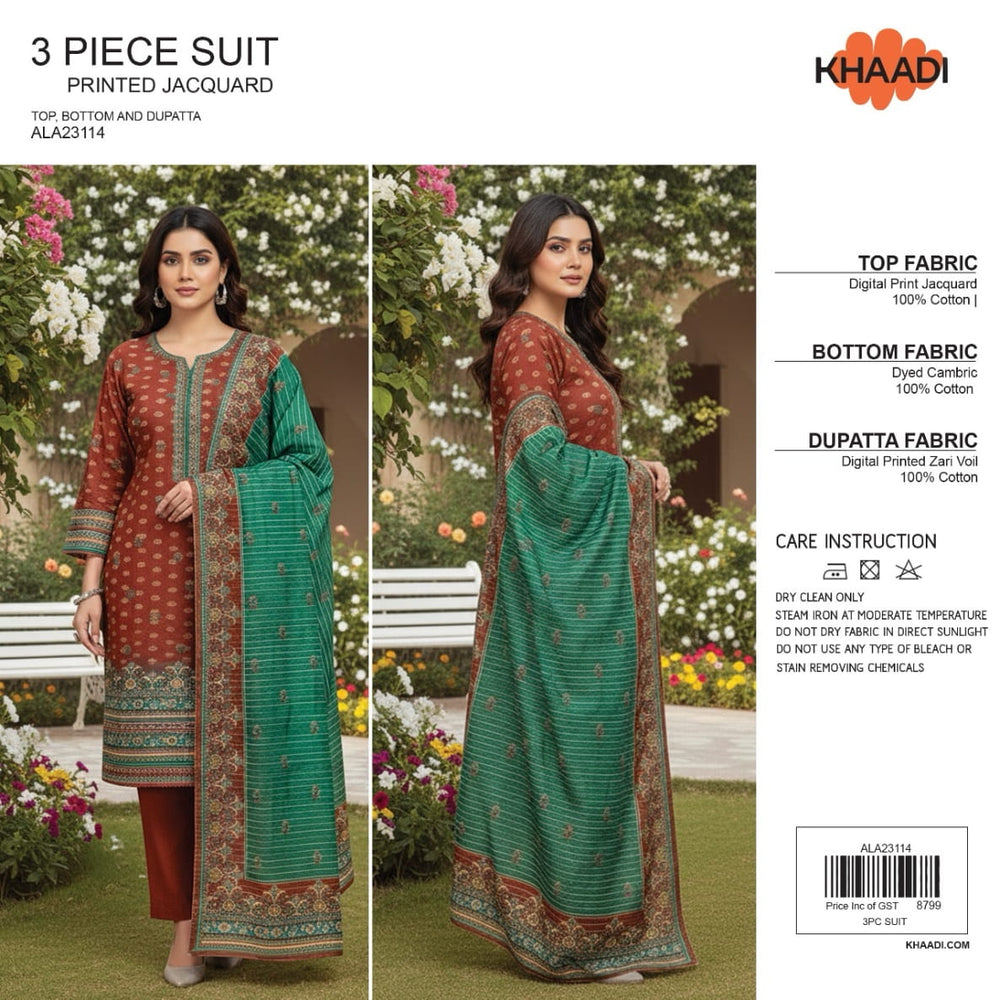 Original Factory Leftover Khaadi Jacquard Digital Print 3 Piece Dress ...