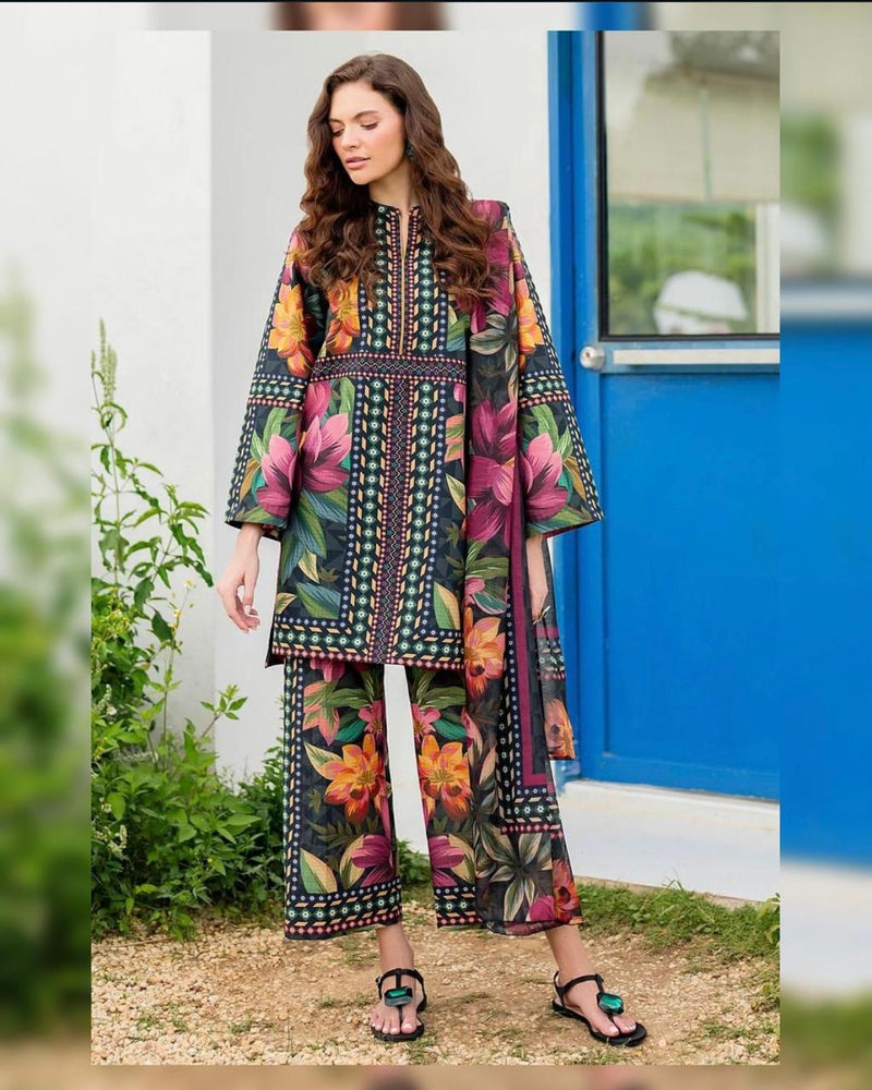 Designer Shamoz Silk 3 Piece Dress - J0063 - Digital Print