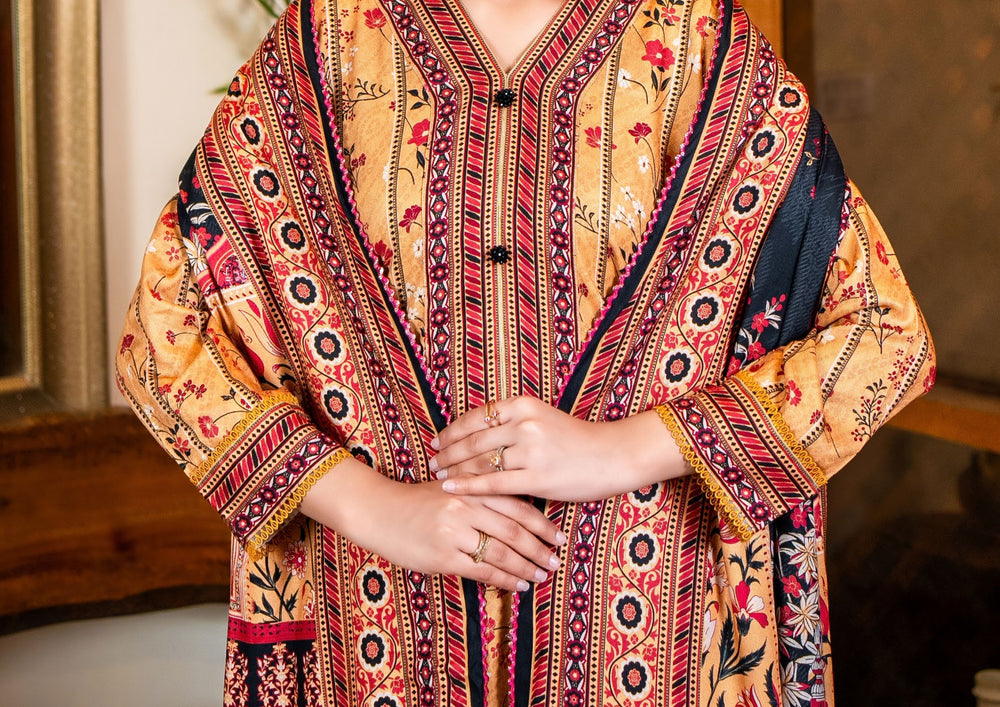 Original Factory Leftover Mehak Marina Viscose Digital Print 3 Piece Dress - J0766