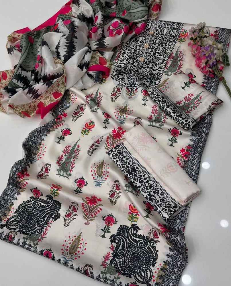 Designer Shamoz Silk 3 Piece Dress - J0064 - Digital Print