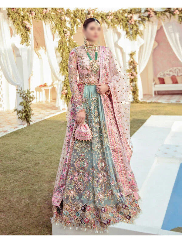 Maha Wajahat Net Embroidered & Hand Embellished 4 Piece Maxi  - J0285