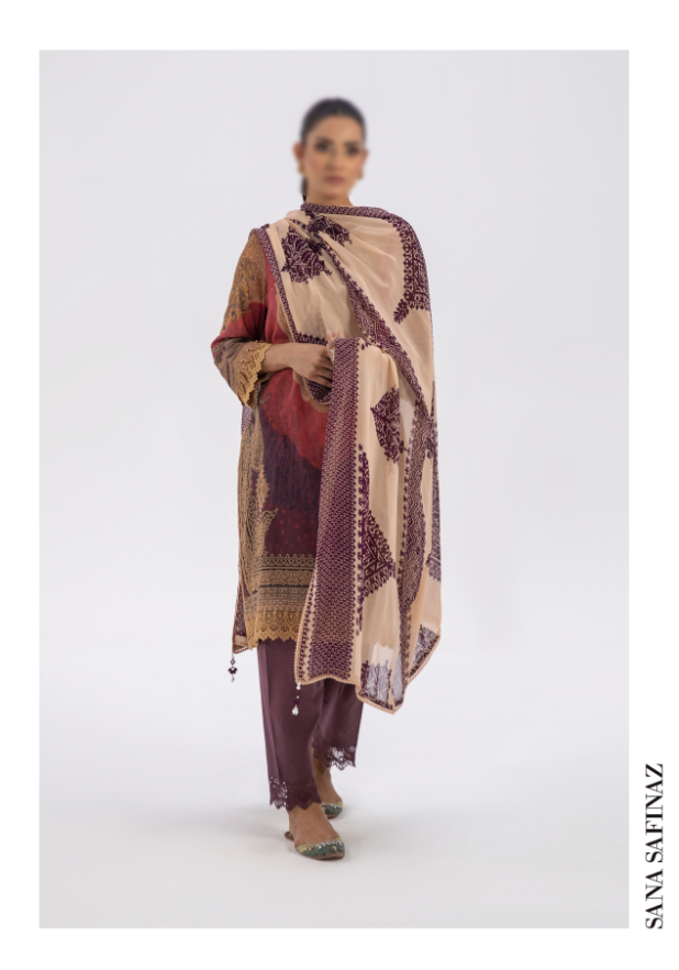 Original Factory Leftover Sana Safinaz Digital Print Lawn 3 Piece Dress - F189