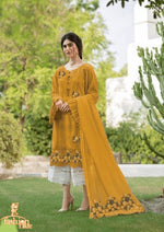 Zarqash FLEUR DE YELLOW - 3 PC Pure ChickanKari  Lawn Dress - 10492