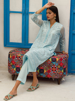 Original Leftover Akasya Jashan-e-Bahar IRIS Chiffon 2 pc - 09916