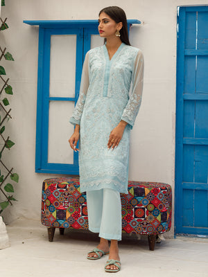 Original Leftover Akasya Jashan-e-Bahar IRIS Chiffon 2 pc - 09916