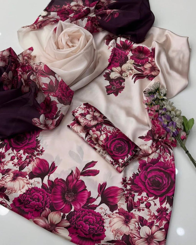 Designer Shamoz Silk 3 Piece Dress - J0070 - Digital Print