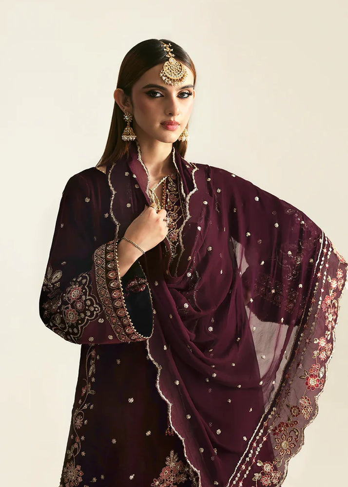 Emaan Adeel Velvet Micro 9000 Embroidered 3 Piece Dress - J0690