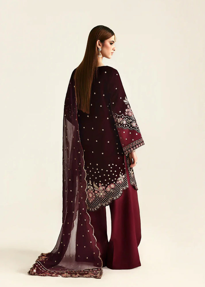 Emaan Adeel Velvet Micro 9000 Embroidered 3 Piece Dress - J0690