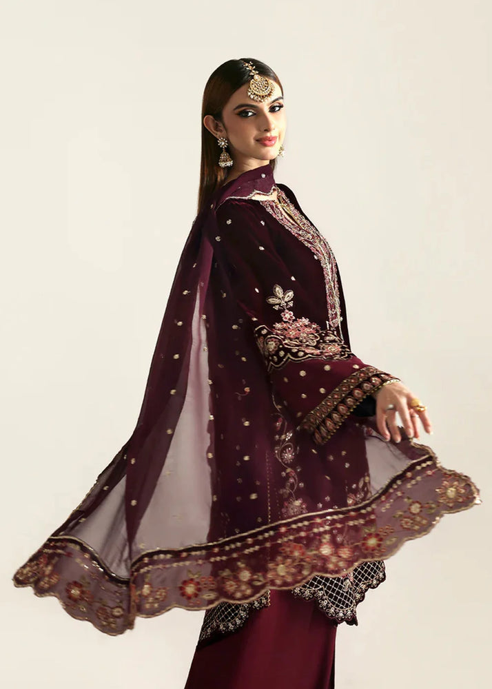Emaan Adeel Velvet Micro 9000 Embroidered 3 Piece Dress - J0690