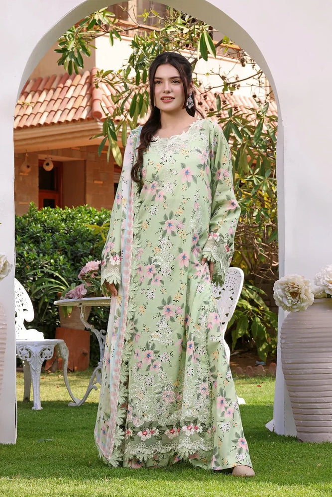 Aneelas Lawn Chikankari Digital Print & Embroidered 3 Piece Dress