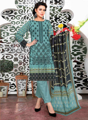 Fatima Noor Embroidered Slub Khaddar 3 pc - 09768