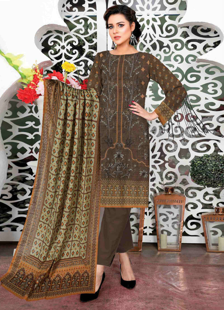 Fatima Noor Embroidered Slub Khaddar 3 pc - 09763