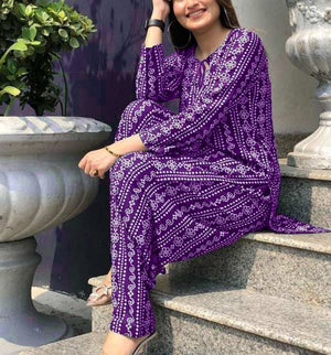 Fatima Noor Chunri Print Lawn 2 pc - 08982 - Purple