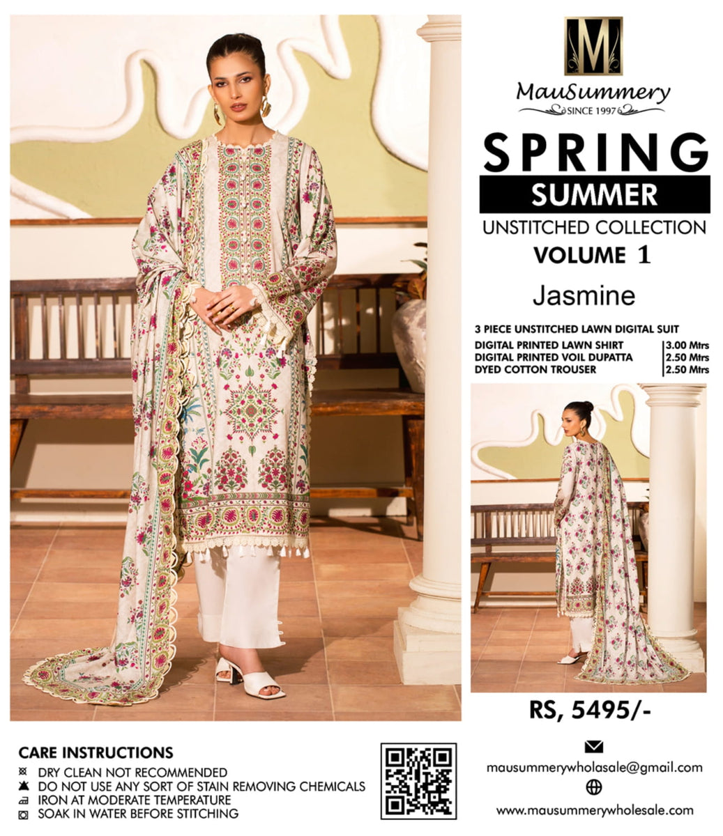Original Factory Leftover Mausammery Lawn Digital Print 3 Piece Dress ...